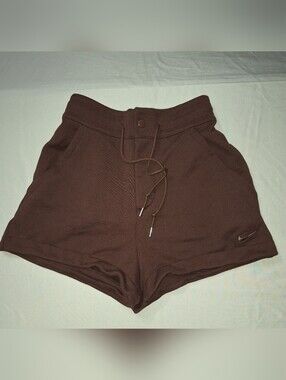 Nike Women's Brown Loose Fit Hight Rise Short Length Athletic Drawstring Shorts